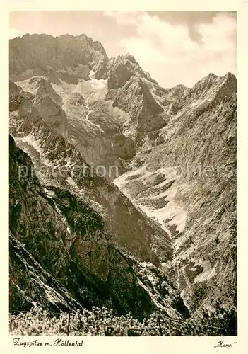 AK / Ansichtskarte Zugspitze Blick vom Hupfenleitenjoch mit Hoellental und Knappenhaeuser Zugspitze