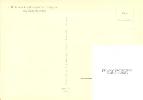 AK / Ansichtskarte Zugspitze Blick vom Hupfenleitenjoch mit Hoellental und Knappenhaeuser Zugspitze