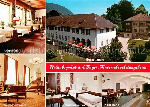 AK / Ansichtskarte Bayerisch_Gmain Bayerisches Feuerwehrerholungsheim Speisesaal Aufenthaltsraum Fremdenzimmer Kegelbahn Bayerisch Gmain