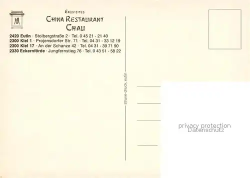 AK / Ansichtskarte Kiel China Restaurant Chau Kiel