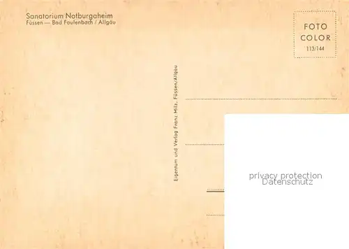 AK / Ansichtskarte Bad_Faulenbach Sanatorium Notburgaheim Teich Bad_Faulenbach