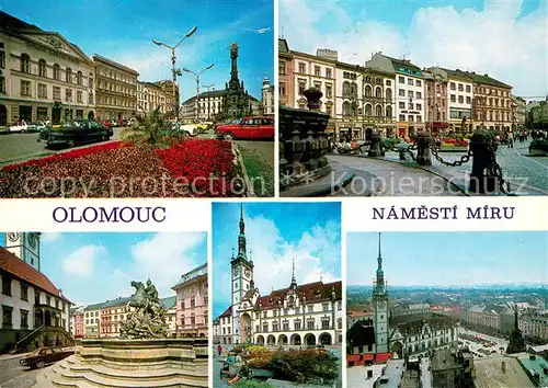AK / Ansichtskarte Olomouc Motive Innenstadt Platz Brunnen Kirche Rathaus Olomouc