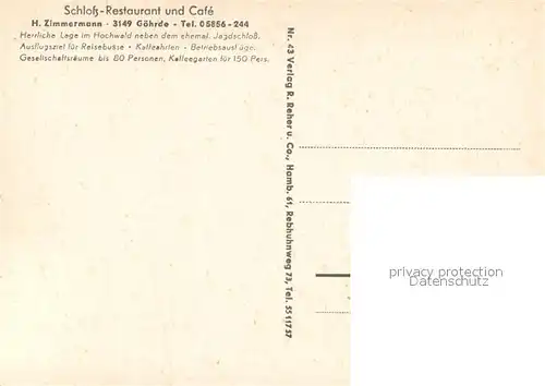 AK / Ansichtskarte Goehrde Schloss Restaurant und Cafe Heimvolkshochschule ehem. Jagdschloss der Hohenzollern Gemaelde Hofjagd in der Goehrde 1723 Waldweg Goehrde
