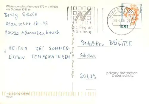 AK / Ansichtskarte Kranzegg Wintersportplatz mit Gruenten Allgaeuer Alpen Fliegeraufnahme Kranzegg