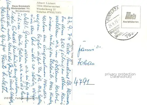 AK / Ansichtskarte Hinterzarten Gaestehaus Haus Gremmelspacher im Schwarzwald Hinterzarten