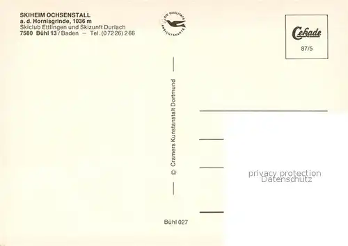 AK / Ansichtskarte Buehl_Baden Ski Wanderheim Ochsenstall an der Hornisgrinde Buehl_Baden
