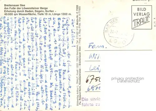 AK / Ansichtskarte Loewenstein Breitenauer See am Fusse der Loewensteiner Berge Fliegeraufnahme Loewenstein