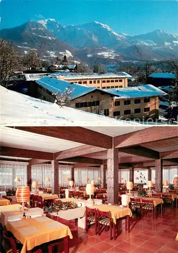 AK / Ansichtskarte Berchtesgaden Kurklinik in der Stanggass Restaurant Blick zu Goell und Brett Berchtesgadener Alpen Berchtesgaden