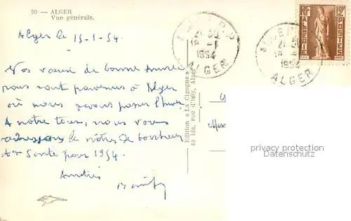 AK / Ansichtskarte Alger_Algerien Vue generale Alger Algerien