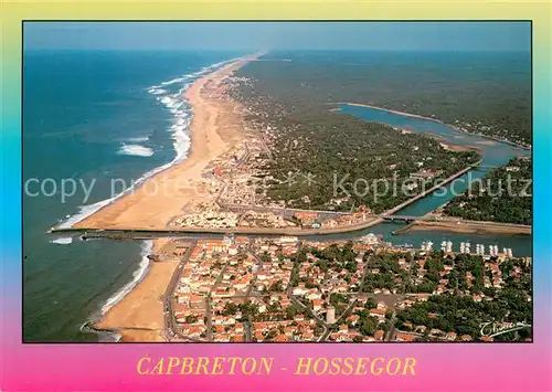 AK / Ansichtskarte Capbreton Estacade Port Hossegor Plage et le lac dans le fon Seignosse Cote Landaise vue aerienne 