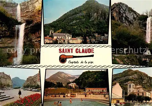 AK / Ansichtskarte Saint Claude_Jura Teilansichten Kirche Freibad Wasserfall Saint Claude_Jura