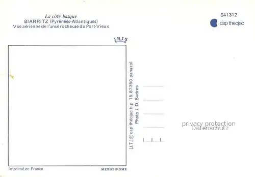 AK / Ansichtskarte Biarritz_Pyrenees_Atlantiques Vue aerienne de l anse rocheuse du port vieux Biarritz_Pyrenees