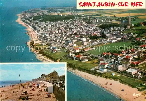 AK / Ansichtskarte Saint Aubin sur Mer_Calvados La plage vue aerienne Saint Aubin sur Mer