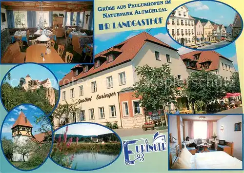 AK / Ansichtskarte Paulushofen Gasthof Euringer Zimmer Gaststube Schloss Turm Naturpark Altmuehltal Paulushofen