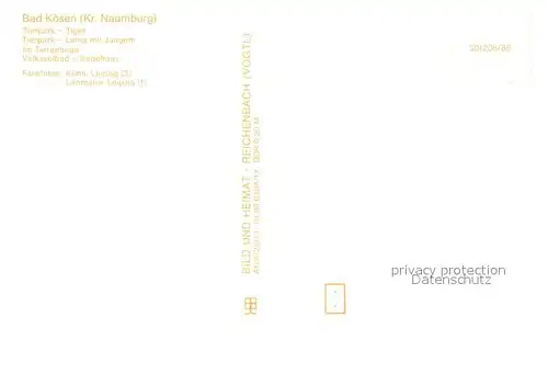 AK / Ansichtskarte Bad_Koesen Tierpark Tieger Lama mit Jungem Tiergehege Volkssolbad Badehaus Bad_Koesen