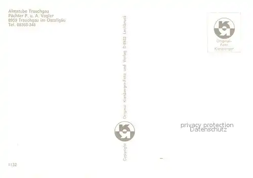 AK / Ansichtskarte Trauchgau Almstube Trauchgau Gaststube Alphornblaeser Trauchgau