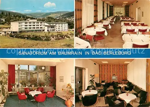 AK / Ansichtskarte Bad_Berleburg Sanatorium am Baumrain Speisesaal Aufenthaltsraeume Bad_Berleburg