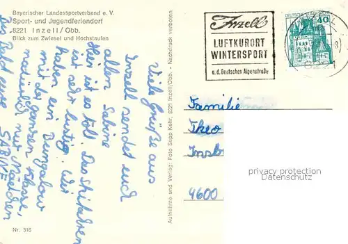 AK / Ansichtskarte Inzell Sport und Jugendferiendorf mit Zwiesel und Hochstaufen Inzell