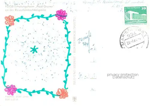 AK / Ansichtskarte Rauschenbachtalsperre FDGB Erholungsheim Paul Gruner Staumauer Rauschenbachtalsperre