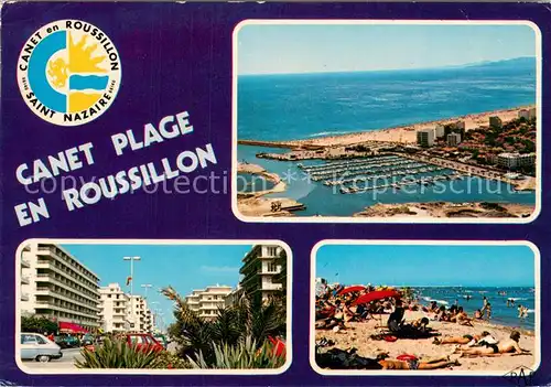 AK / Ansichtskarte Canet en Roussillon Le port La place de la Mediterranee La plage Canet en Roussillon