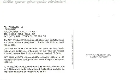 AK / Ansichtskarte Corfu_Korfu Hotel Akti Arilla Rezeption Terrasse Strand Corfu Korfu