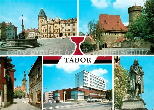 AK / Ansichtskarte Tabor_Czechia Brunnen Rathaus Stadttor Kirche Statue 