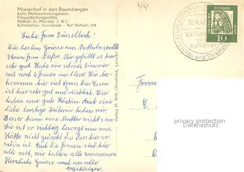 AK / Ansichtskarte Nottuln Marienhof in den Baumbergen Kath Muettererholungsheim Nottuln