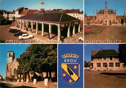 AK / Ansichtskarte Brou_Eure et Loir La halle Lhotel de ville Leglise La Poste 