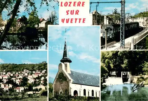 AK / Ansichtskarte Lozere sur Yvette Le lac Au centre leglise La gare Vue generale Chute de l Yvette 