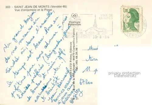 AK / Ansichtskarte Saint_Jean_de_Monts Vue aerienne et la Plage Saint_Jean_de_Monts