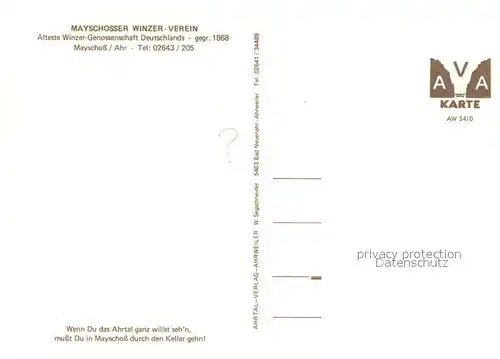 AK / Ansichtskarte Mayschoss Winzerverein aelteste Winzergenossenschaft Deutschlands Panorama Ahrtal Mayschoss