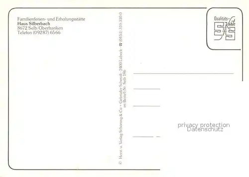 AK / Ansichtskarte Selb Familienferien  und Erholungsstaette Haus Silberbach Selb