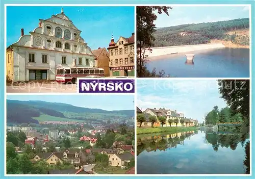 AK / Ansichtskarte Nyrsko_Czechia Rathaus Stausee Panorama Stadtzentrum Fluss Uhlava 