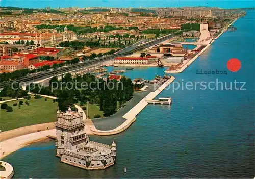 AK / Ansichtskarte Lisboa Torre de Belem Jeronimos e Infante vista aerea Lisboa