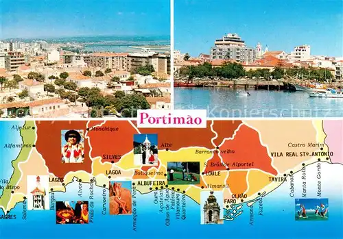 AK / Ansichtskarte Portimao Panorama Hafen Landkarte Kueste Portimao