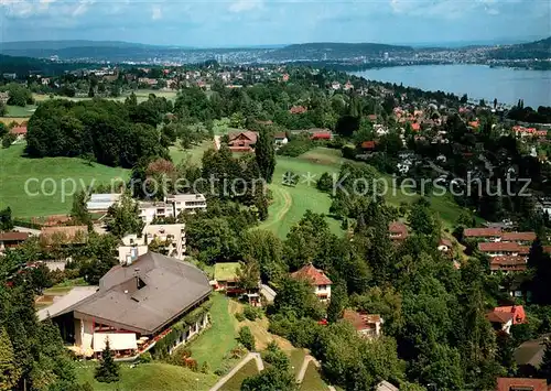 AK / Ansichtskarte Rueschlikon Hotel Belvoir Zuerichsee Fliegeraufnahme Rueschlikon