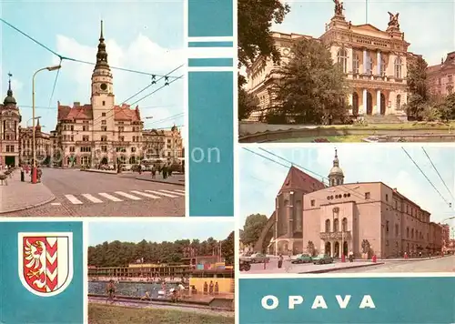 AK / Ansichtskarte Opava_Troppau Rathaus Museum Freibad Theater Opava Troppau