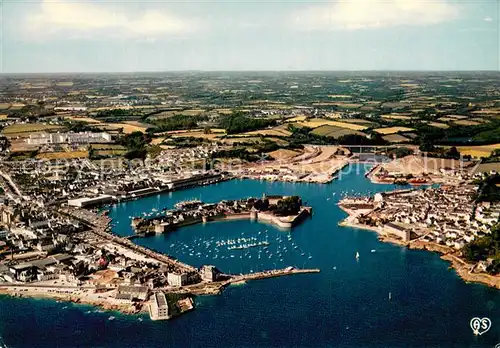 AK / Ansichtskarte Concarneau_Finistere Plage Port la ville close et le pont vue aerienne Concarneau_Finistere