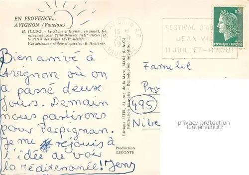 AK / Ansichtskarte Avignon_Vaucluse Le Rhone et la ville Ruines du Pont Saint Benezet Palais des Papes vue aerienne Avignon Vaucluse