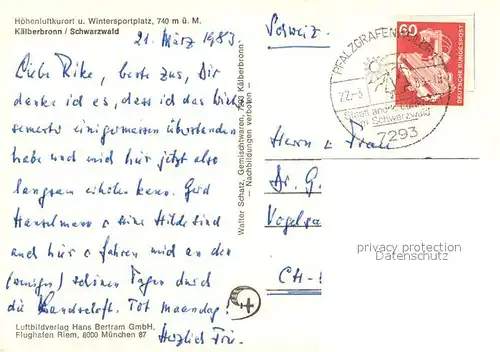 AK / Ansichtskarte Kaelberbronn Hoehenluftkurort Wintersportplatz im Schwarzwald Fliegeraufnahme Kaelberbronn