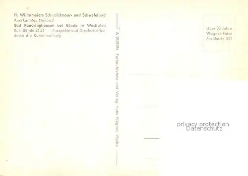 AK / Ansichtskarte Bad_Randringhausen Wilmsmeiers Schwefelmoor  und Schwefelbad Heilbad Bad_Randringhausen
