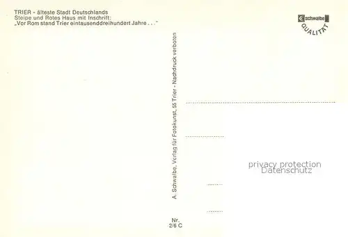 AK / Ansichtskarte Trier Steipe und Rotes Haus mit Inschrift Trier