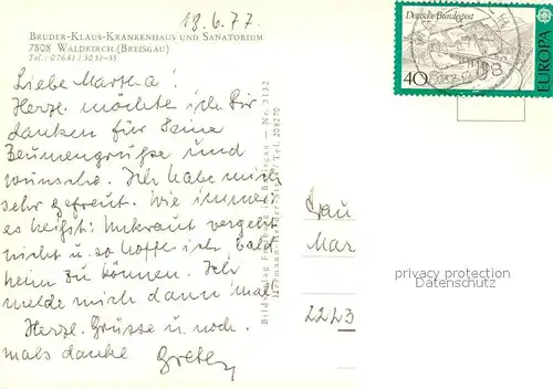 AK / Ansichtskarte Waldkirch_Breisgau Bruder Klaus Krankenhaus und Sanatorium im Schwarzwald Fliegeraufnahme Waldkirch Breisgau