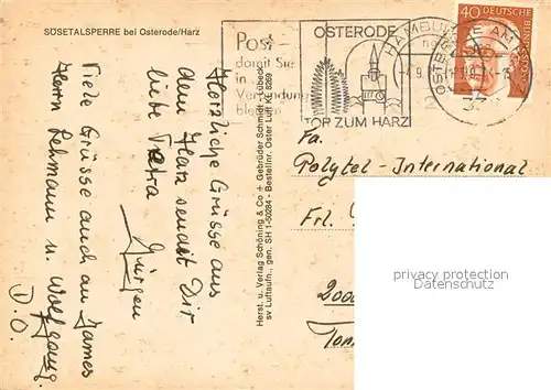 AK / Ansichtskarte Osterode_Harz Soesetalsperre Stausee Fliegeraufnahme Osterode_Harz