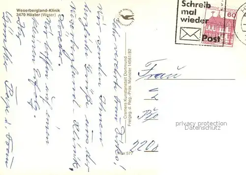 AK / Ansichtskarte Hoexter_Weser Weserbergland Klinik Fliegeraufnahme Hoexter Weser