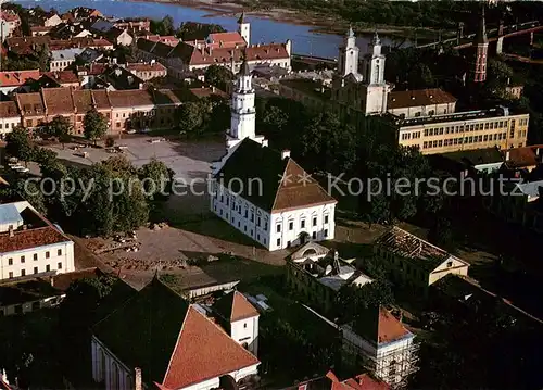 AK / Ansichtskarte Kaunas_Kowno Ansicht mit Kirche Fliegeraufnahme Kaunas Kowno
