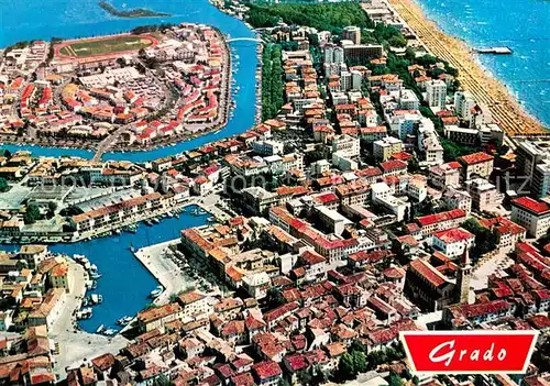 AK / Ansichtskarte Grado_Gorizia Veduta aerea con lisola della Schiusa Grado Gorizia