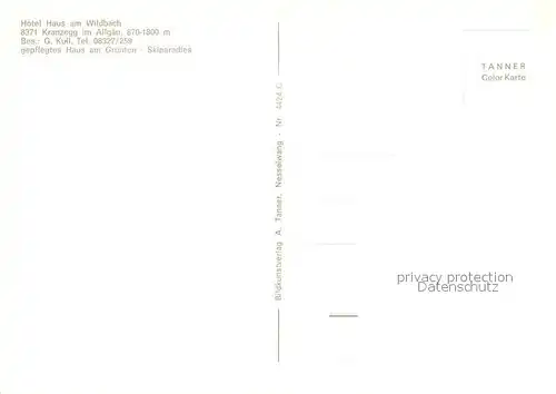 AK / Ansichtskarte Kranzegg Hotel Haus am Wildbach Kranzegg