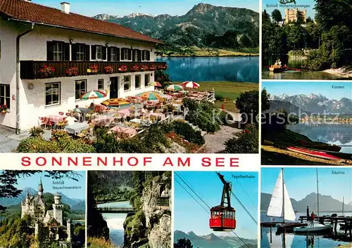 AK / Ansichtskarte Osterreinen_Forggensee Hotel Restaurant Sonnenhof am See Schloss Hohenschwangau Fuessen Schloss Neuschwanstein Tegelbergbahn Saeuling Osterreinen_Forggensee