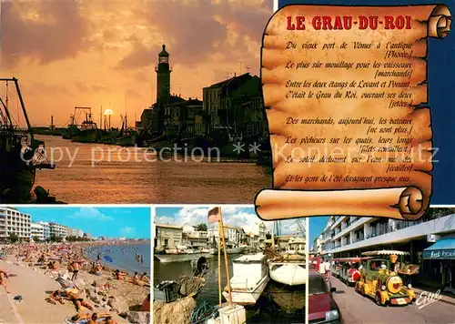 AK / Ansichtskarte Le_Grau du Roi_Gard Coucher de soleil sur le chenal La plage Le port Le petit train Le_Grau du Roi_Gard